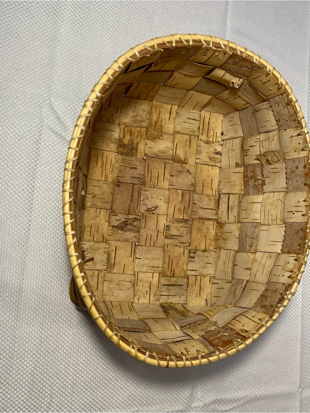 Hand Crafted Brown and Cream Woven Storage Basket